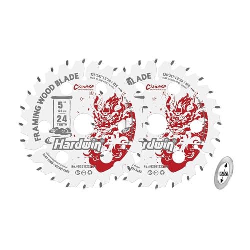 Hardwin 5'' 24 Teeth Circular Saw Blade for Wood Cutting - 2-Piece Set