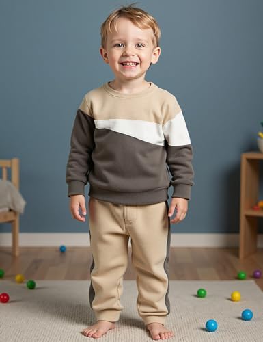 Image of Toddler Boy Clothes Long Sleeve Hoodie Sweatsuits Tops and Pants 2Pcs Boys Fall Winter Outfits Set