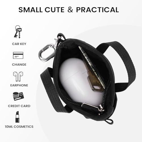 Image of Coin Purse Mini Tote Bag Keychain Small Change Purse Key Pouch Charm Pink Cute Makeup Bag Wallets Accessories for Handbags