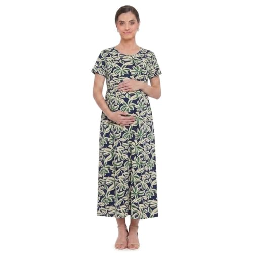 Image of Zero Clothing Feeding Dress for New Moms Casual Loungewear Ankle Length | Cotton Maternity Nighty | Zipless Feeding Dresses for Women | Pregnancy & Nursing Wear