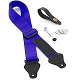 TIGER Ukulele Gurt Pack inkl. Gurt, Kopfplatte Krawatte, Gurtknopf/Endpin und 3 Filzplektren geeignet für Sopran, Konzert, Tenor- und Baritonukulele - Blau