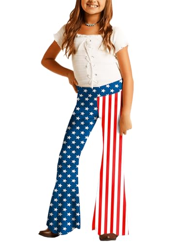 Image of Deerose Girls Halloween Hippie Bell Bottom Pants High Waist Flare Pants 5-14 Years
