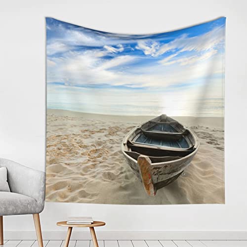 Tapisserie murale bateau sur la plage suspendre tissu imprimé de salon