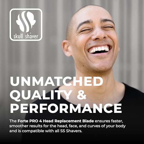 skull shaver Baron 4 Head Replacement Blade: For Bald Head shaver, Waterproof, No Nicks, Stainless Steel, Easy Cleaning, Suitable For Sensitive Skin, Black