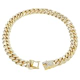 JAMIEKA - Collar de perro con cadena de metal y cristales artificiales brillantes para joyas de fiesta de perros pequeños a grandes