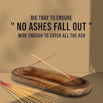 raajsee Beautiful Handmade Wooden Brown Incense Stick Holder Burner –Trough Style Ash Catcher Home Utilities & Accessories - Meditation & Yoga - Great Gift for Any Occasion Size 12x4 inch
