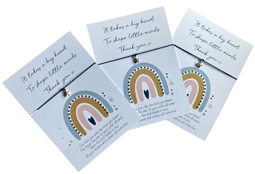 UNIQUEPGIFTS Teacher Thank You Gift Wish Bracelet Set of 3 Teacher Appreciation Gift End of Year Teacher Gift Teaching Assistant Gift It Takes a Big Heart Keepsake
