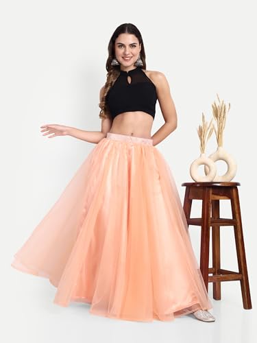 Image of TILISM Women's and Girls Solid Satin Long Skirt
