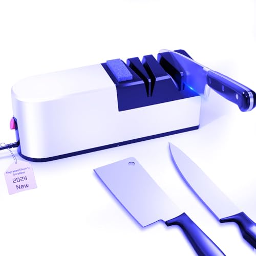 Elektrischer Messerschärfer, 5 in 1 Messerschärfsystem mit gerader Klinge, Profi-Diamant Messerschärfer FüR Grob Schlerfen, Reparatur und...
