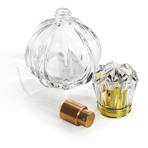 Foraineam 6 Pack 50ML / 1.7oz Glass Spray Bottles Pumpkin Shape Refillable Fine Mist Spray Perfume Bottle, Empty Crystal Glass Fragrance Atomizer Bottle with Droppers and Funnels2