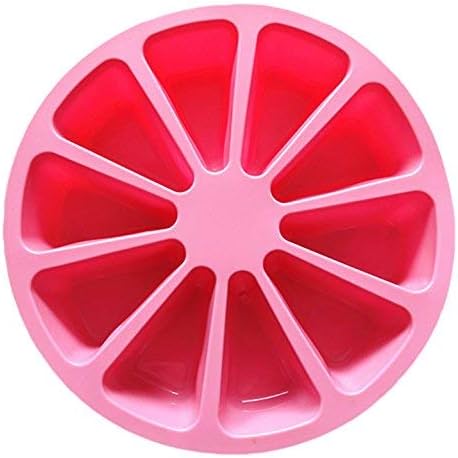 Silicone Portion Cake Molds-10 Triangle Cavity,Nonstick Cake Pan for Baking,Large Bakeware,Soap Mould Pizza Pan,Round 28x28x6CM (Color Random)