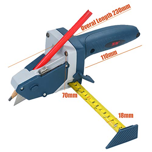 VISLONE All-in-one Gypsum Board Cutting Tool with Measuring Tape and Utility Knife Mark and Cut Drywall Shingles Insulation Tile Carpet Foam
