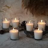 Welburn Veda&Co&trade; Glass Votive Candles - Pack of 25, Upto 15 Hours Burn Time, 100% Fully Refined Paraffin Wax, Smokeless, Unscented, Dripless, Ideal for Spa Weddings Birthdays, Parties, Centerpieces