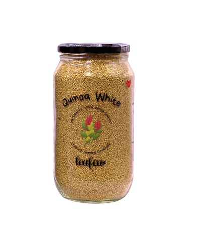 Leafea Premium White Quinoa| Healthy Food | Gluten-Free | Saponin Free | High Protein & Fiber | Diet Food | 100% Wholegrain Cereal | Improve sexual health | Boost energy (500ml Glass Jar)