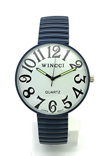 Montre élastique à gros chiffres bleu pour homme et femme unisexe