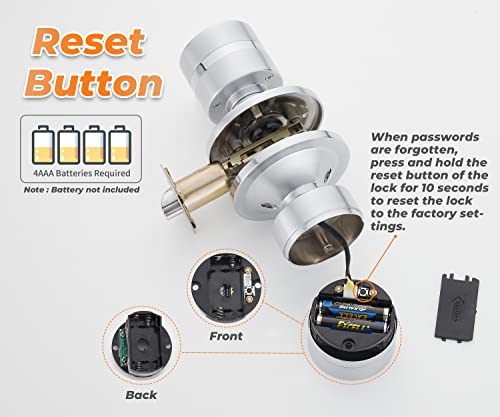 Keyless Electronic Entry Door Knob, Keypad Smart Door Knob, Interior Door Handle With Lock, Automatic Locking, Battery Backup, Backlight, Easy Installation, Great For Home, Hotel And Office #TOP3
