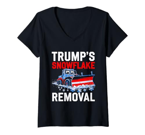 Womens Trump's Snowflake Removal Funny Political Satire V-Neck T-Shirt