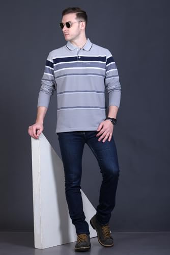Image of Full Sleeve Polo T Shirt for Men Cotton with Pocket and Collar - Regular Fit Tshirt