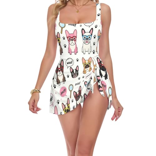 Maillot de bain pour femme bouledogue français imprimé S-3XL