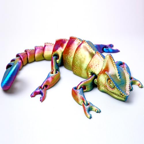 3D Printed Lizard Model,Flexible Realistic Articulated Animal Fidget Toys,Mystery Figurines Gifts for Easter,Executive Desk Funny Décor and Festival Collectible,Easter Basket Stuffers (RYB)