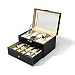 TWING Black Pu Leather 20 Grid Jewelry Watch Display Organizer Gloss Top Box Case Large