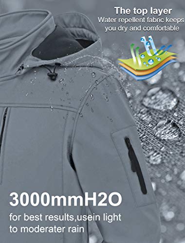 Creatmo Us Mens Outdoor Hooded Active Soft Shell Jacket Full Zip Hiking Ski Windproof Military Tactical Coats Light Grey L #TOP4