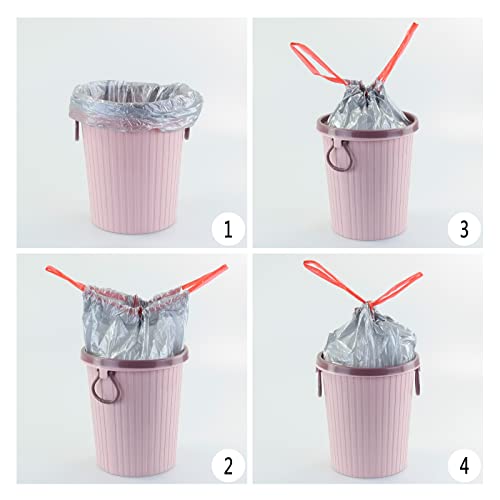 Saedy 4 Gallon Drawstring Garbage Bag, Small Kitchen Office Bedroom Trash Bags, 2 Rolls/124 Bags, Gray #TOP2