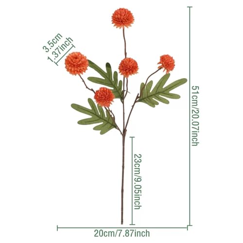 MSIUE 造花 花瓶用 20.5インチ 10本の茎、シルクドライフェイクマムズブーケ 屋内フェイクフラワーアレンジメント 装飾用(オレンジ) [2]
