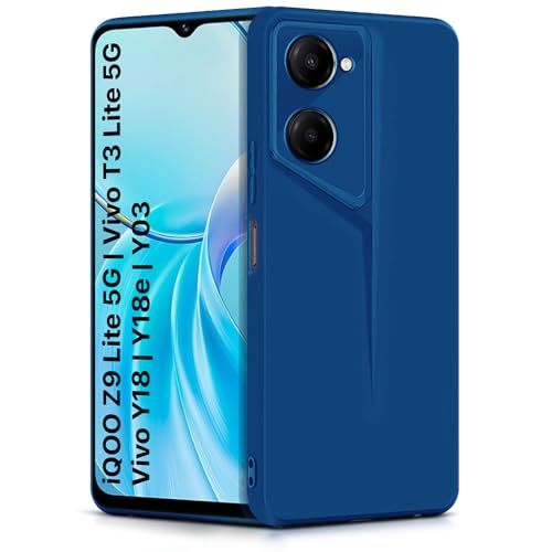 Image of WOW IMAGINE Slim Back Cover for iQOO Z9 Lite | Vivo T3 Lite 5G | Y18t | Y18 | Y18e | Y03 | Y28s | Blade Series Ultra Thin Case | Camera Protection | Soft Matte Silicone Flexible Mobile Case - Blue