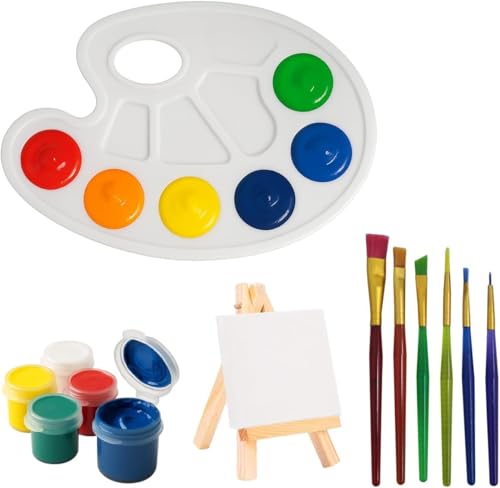 Kit de Pintura Completo – Mini Tela + Paleta Godê + Conjunto de Pincéis + Tintas Guache – Ideal para Crianças e Iniciantes – Criatividade e Diversão Garantidas
