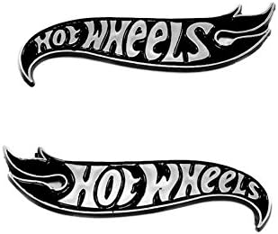 2pack Hot Wheels Emblems Badge Hotwheels Deck Lid 3D Raised Letters Emblem Fender ABS Badge Compatible with fits Strong Adhesive Hotwheels Genuine (Chrome Black)