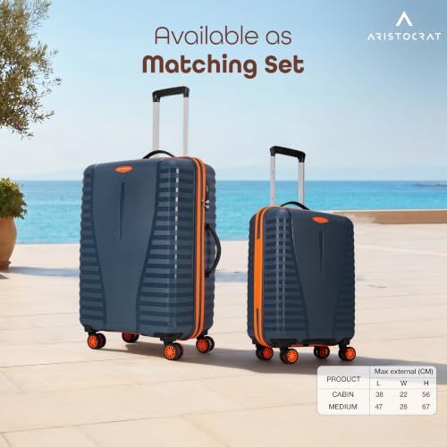Image of Aristocrat Airpro-Max Set of 2 Cabin & Medium Size Trolley Bags, Lightweight Polypropylene Case Luggage, 8 Wheels, Combination Lock, Travel-Friendly, 3-Yr International Warranty, Spanish Blue