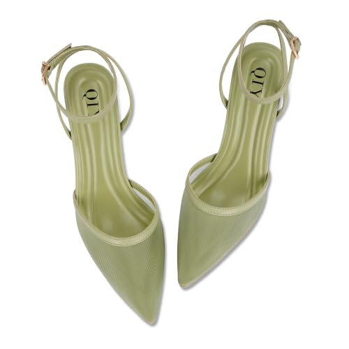 Image of QIY Closed Toe Heels for Women Pumps High Heel Strappy Sandals | Pointed Toe Slingback Women Heels with Ankle Strap, Stilettos Wedding & Bridal Formal Dress Shoes for Evening Party, Prom