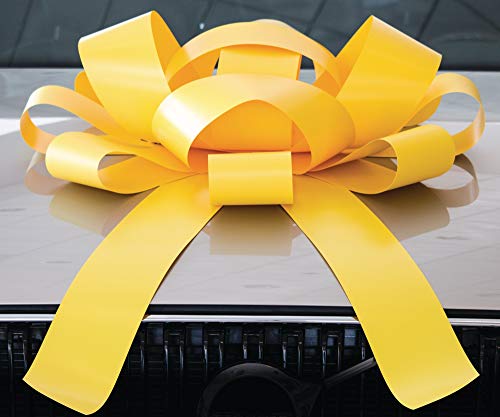 CarBowz Big Yellow Car Bow, Giant 30" Bow, Non Scratch Magnet, Weather Resistant Vinyl