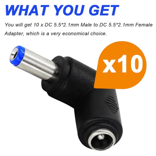 Adaptador de corriente DC 5.5x2.1mm ángulo 90° 10 unid miniatura 7