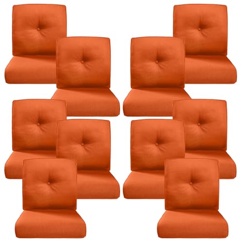 Image of Luxury 4 inch Thick Outdoor Cushion Set of 10 - 22x24 Patio Furniture Cushions with 28D High-Density Foam, Water-Resistant & Fade-Resistant Fabric, Removable Covers for Patio Furniture Sofa Couch -Orange