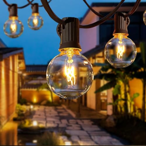 Qxmcov Lichterkette Au&szlig;en, 9.5M Lichterkette Gl&uuml;hbirnen Au&szlig;en mit 25+4 G40 Globe Birnen, Wetterfest Outdoor Lichterkette, Lichterkette Au&szlig;en/Innen f&uuml;r Garten Balkon Terrasse Party Camping