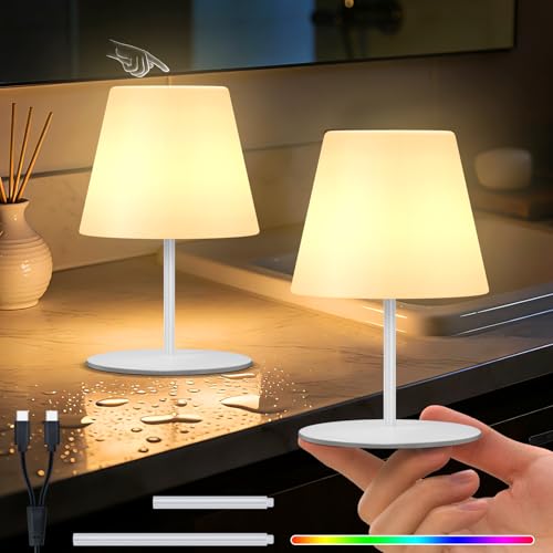 Image of uuffoo 2 Pcs Mini Touch Shower Lamps Waterproof with 2-Step Warm White