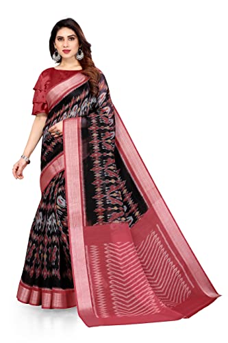 Image of MIRCHI FASHION Women Saree Cotton Blend 2-Tone Foil Print | Lightweight Comfortable Office Wear Sari with Blouse Piece