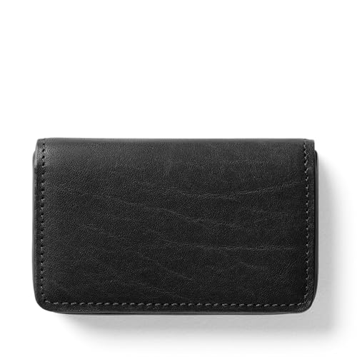 Leatherology Premium Black Oil Business Card Case, Magnetic Closure ID Holder, Full Grain Leather