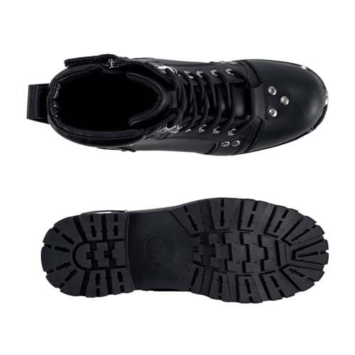 Bota de motocicleta masculina preta para andar de couro PU botas de combate masculinas impermeáveis