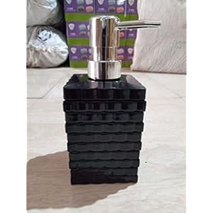 SCHUBERT Cuboid Shaped Acrylic Plastic Liquid Soap & Hand wash Opaque Dispenser Bottle (Black Qty :1)