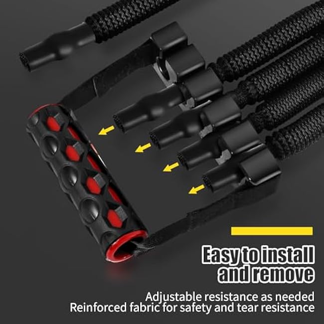 Chest Expander with 5 Adjustable Levels, 60 lbs to 300 lbs - Built-In Pedal, Honeycomb Grips, Reinforced Fabric Springs