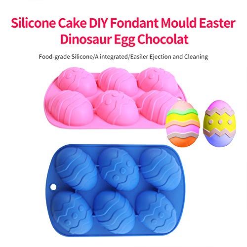 Akingshop Easter Egg Silicone Molds, Chocolate Easter Egg Baking Mold For Hot Chocolate Bombs And Breakable Egg Cocoa Shells, Great For Easter Chocolate Molds, Ice Cube, Chocolate, Candy. (Pink+Blue)