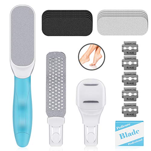 Jhua 6Pcs Foot File Callus Remover Pedicure Kit Professional Stainless Steel Pedicure Tools Foot File Set for Women Men, Home Travel Salon Foot Care Kit for Removing Dead Hard Cracked Skin