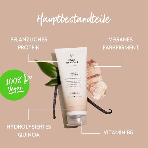 FOUR REASONS Color Mask, Vanilla Blonde (27 Colors) – Hair Gloss & Color Depositing Conditioner – Semi Permanent Hair Toner for Color-Treated Hair Color For Women – Vegan & Cruelty-Free – 200 ml