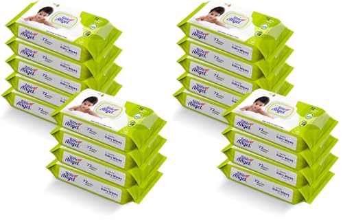 Image of Little Angel Super Soft Cleansing Baby Wipes Lid Pack, 648 Count, Enriched with Aloe vera & Vitamin E, pH balanced, Dermatologically Tested & Alcohol-free, Pack of 18,72 count /pack