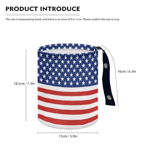 Image of America Flag Star Stripes Multifunctional Console Basket Rubbish Bin Portable Car Waste Basket Container Waterproof Auto Storage Box Travel Accessories