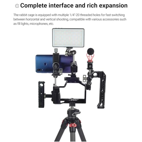 Image of Yantralay Lightweight Camera Cage for Can on R6 DSLR Camera | CNC Aluminum Rabbit Cage with Cold Shoe & 1 /4 inch 3 /8 inch Mounts | DSLR Accessories (Only Camera Rabbit Cage Included in Package)