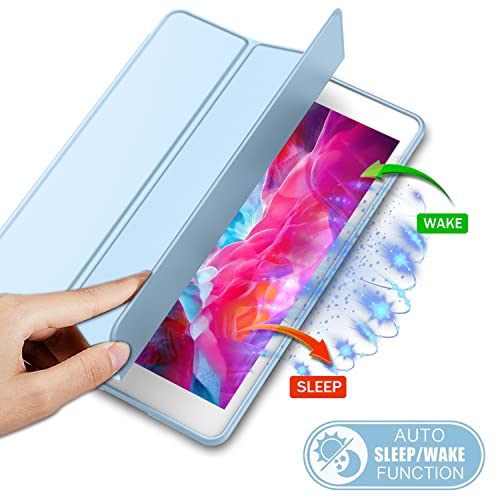 Imieet Ipad 9.7 Case (2018/2017 Model, 6Th/5Th Generation), Smart Cover With Pencil Holder And Soft Baby Skin Silicone Back And Full Body Protection, Auto Wake/Sleep Cover (Sky Blue) #TOP3